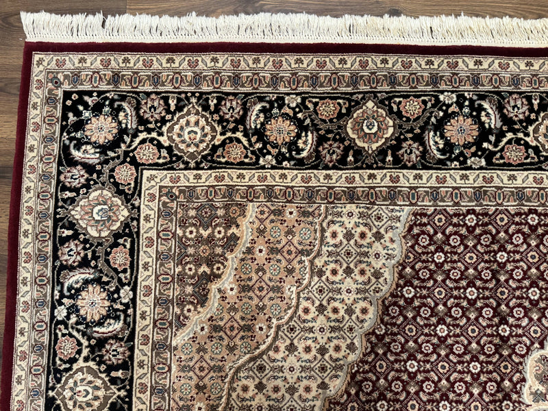 Sino Persian Rug 8x10, Herati, Elegant Oriental Carpet, Dark Maroon