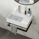 Wall Mounted Rectangular Bathroom Sink With Towel Bar And Faucet Hole - White by HouseOfZazla