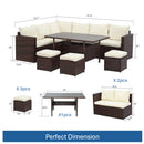 7 Piece Outdoor Dining Set With Cushions, Modular Sectional Sofa And Table by HouseOfZazla