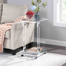 Glass Top C Shape Square Table With Metal Base For Living Room by Unique Piece Furniture