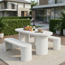 3 Pcs Modern Outdoor Concrete Dining Set (1 Table & 2 Benches)