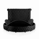 Glam Button Tufted Wingback Round Bed With Storage And USB Ports