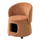 Orange Pet Friendly Chair with Hidden Pet Nook, Convertible Stool, and Storage Seat by HouseOfZazla