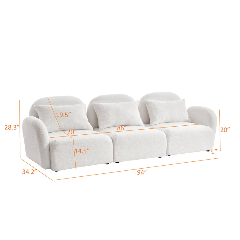 Walker Edison | Modern Teddy Cloud Three Seater Couch