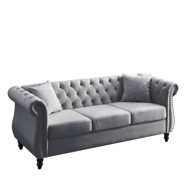3-seater + 3-seater Combination sofa.Grey Velvet