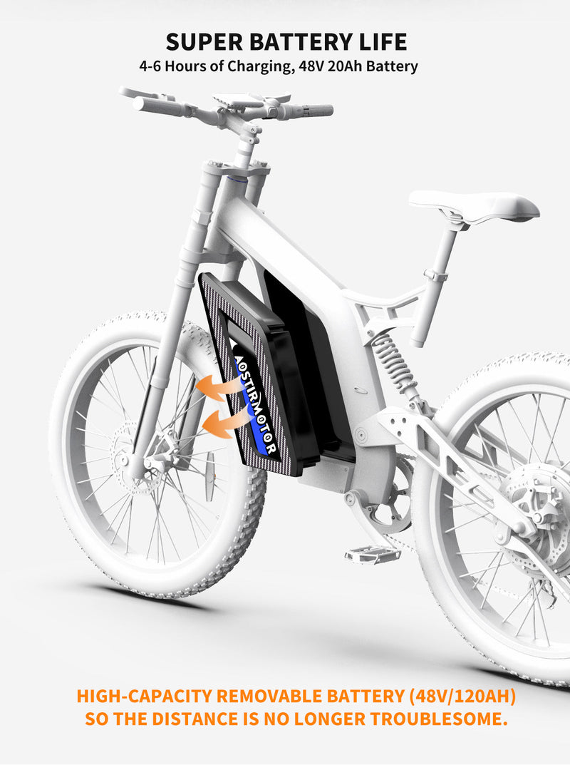 26" 1500W Electric Bike Fat Tire P7 48V 20AH Removable Lithium Battery for Adults S17-1500W