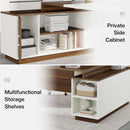 L-Shaped Executive Desk With Storage Cabinet And Shelves For Home Office - White / Walnut by HouseOfZazla