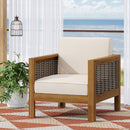 Outdoor Acacia Wood Club Chair With Wicker Accents by HouseOfZazla