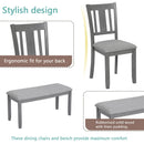 6PCs Kitchen Dining Set, Rectangular Wooden Dining Table with 4 Upholstered Chairs and a Bench, Dining Table Set for 6 People, Living Room, Home Bar and Kitchen, Gray by Montret
