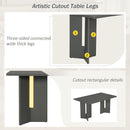 Dining Table Set With 6 Upholstered Chairs, Rectangular Table With Cutout Legs
