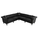 Sectional Sofa Couch for Living Room, L Shaped Reversible Modern Chesterfield Sofa with Rolled Arms and Nailhead, 5 Seat Tufted Couch for Small or Large Space(Black) PU Leather