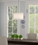 14"W Light Pendant Brushed Nickel Finish with Oatmeal Linen Shade