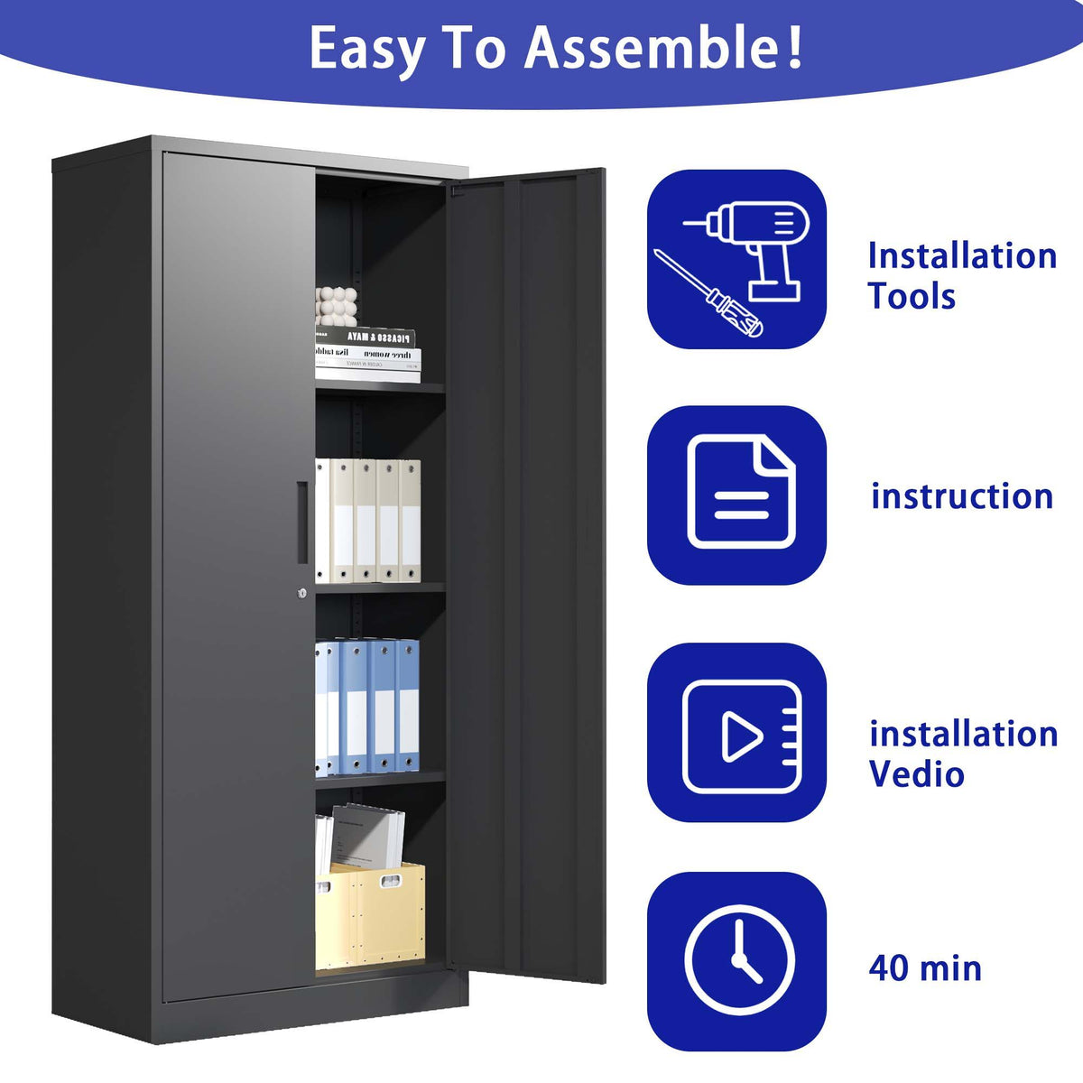 Heavy Metal Garage Storage Cabinet With Locking Doors, Steel, Adjustable Shelves, photo 11 of 34