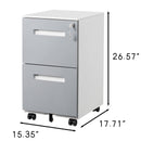 3 Drawer Mobile Locking File Cabinet, Rolling Filing Cabinet For Letter / A4 Size With 5 Wheels - Gray by Unique Piece Furniture