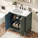 Vintage Bathroom Vanity With Ceramic Sink, Adjustable Shelves by HouseOfZazla