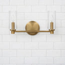 Regal - Double Light Vanity With Clear Ribbed Satin - Antique Brass / Clear by HouseOfZazla