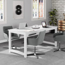 Executive Desk, Large Office Computer Workstation With Thick Frame - White by HouseOfZazla