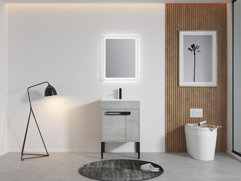 24 Inch Bathroom Vanity, Freestanding Bathroom Vanity or Floating is Optional Conversion-00324CG-1-G-BL9060B(KD-Packing)