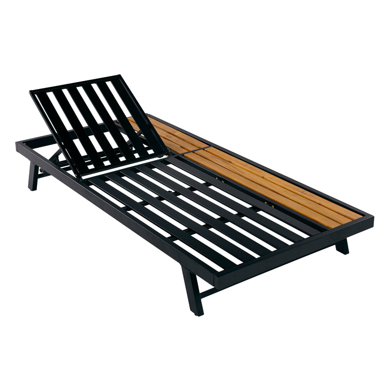 Black Iron + Teak Finish Wood Chaise Lounge Frame, photo 3 of 10
