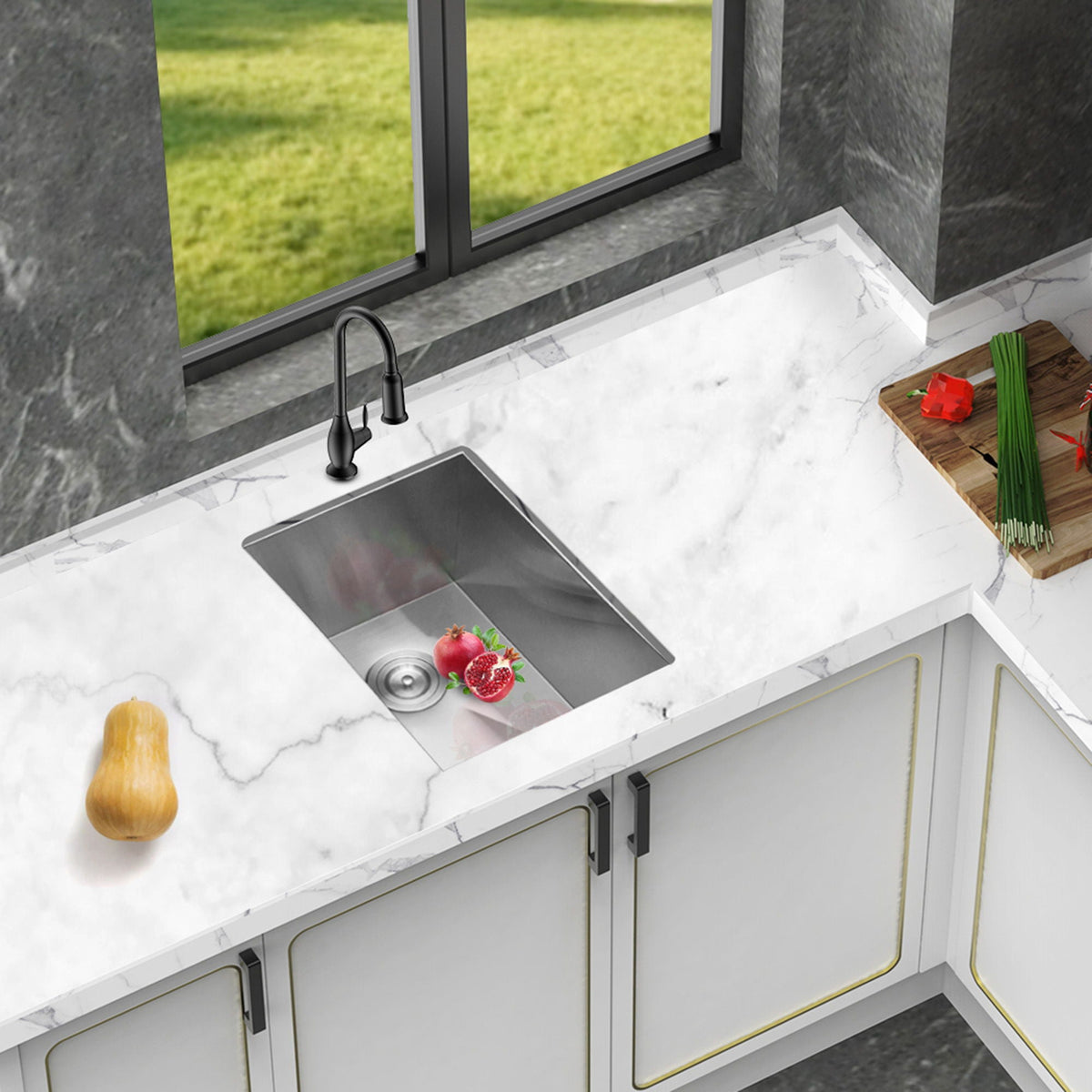 Undermount Stainless Steel Kitchen Sink, Deep Single Bowl Basin, photo 12 of 29