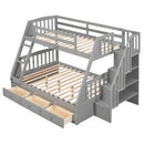 Bunk Bed With Drawers, Ladder And Storage Staircase by Unique Piece Furniture