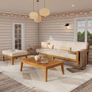 Outdoor L Shape 3pcs Acacia Wood Patio Sofa Set by HouseOfZazla