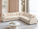 Convertible L Shaped Sectional Corner Couch With Armrest Storage Cup Holders USB Charger, Irregular Corner Oversized Comfy Modular Sofa by HouseOfZazla