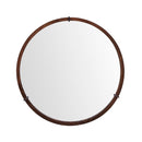Hausen - Mid-Century Modern Round Accent Wall Mirror - Brown Walnut by HouseOfZazla