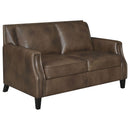 Gunderson - Loveseat With Recessed Arms - Brown by HouseOfZazla