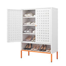 Grid Double Door Shoe Cabinet With Adjustable Compartments and Moisture-Proof Design by HouseOfZazla