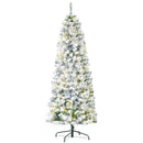 HOMCOM 6ft Pre-Lit Snow-Flocked Slim Douglas Fir Christmas Tree