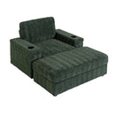 Oversized Chaise Lounge Indoor Rabbit Fur Sofa Bed With Storage Ottoman And Armrests Cup Holders With Deep Seat by HouseOfZazla