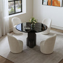 Kinton - Round Dining Table With Natural Marble Top - Black by Unique Piece Furniture