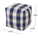 Connor - Checkered Square Pouf Ottoman And Floor Cushion - Ivory / Navy by HouseOfZazla
