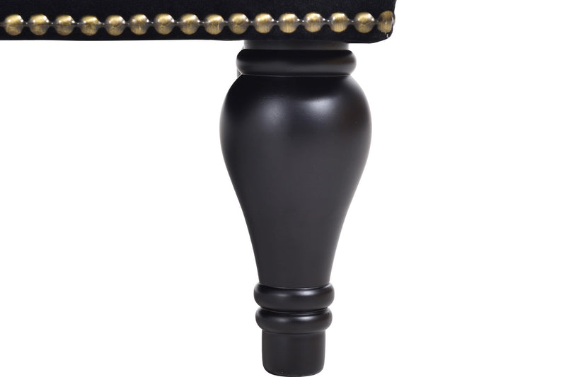 58" Velvet Chaise Lounge, Button Tufted Right Arm Facing Lounge Chair with Nailhead Trim & Solid Wood Legs for Living Room or Office, Sleeper Lounge Sofa (Black)