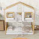 House Bunk Bed With Roof, Window, Window Box, Door, With Safety Guardrails And Ladder by Unique Piece Furniture