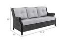 Lassen wicker living room set: 1 three-seater sofa and 2 swivel rocking chairs