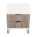 Dumbo - Fluted Nightstand With 2 Drawers - Gray / White by HouseOfZazla