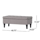 Dean Fabric Storage Wide Tufted Rectangle Ottoman - Gray by HouseOfZazla