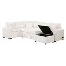 Sectional Sofa Pull-Out Sofa Bed Sleeper With A Storage Ottoman, Three Pillows And Charging Devices For Living Room by HouseOfZazla