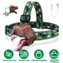 Dinosaur Headlamp Kids Headlight Dinosaur Flashlight with Realistic Roar Sound 4 Modes Adjustable Headband Kid Camping Gear Unique Gifts for Boys by GBruno Store