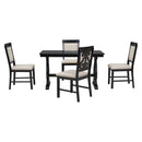 5-Piece Retro Dining Set, Rectangular Wooden Dining Table and 4 Upholstered Chairs for Dining Room and Kitchen (Black)
