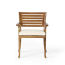 Outdoor Hermosa 5 Piece Wood Dining Set With Cushions - Teak / Beige by HouseOfZazla