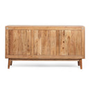 Boho Handcrafted 3 Door Sideboard, Carved Texture & Artisanal Charm - Natural by HouseOfZazla