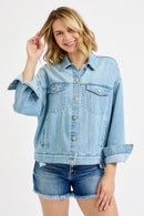 RISEN Washed Dropped Shoulder Denim Jacket