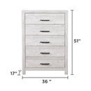 Modern Style 5 Drawer Chest In Natural Rustic Wood With Clean Lines And Spacious Storage