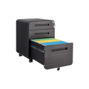 3 Drawer Mobile File Cabinet Under Desk Office,Simple Style Versatile Storage Cabinet for Legal/Letter/A4 Files, 5 Wheel Design Anti-Tilting Cold Rolled Steel Waterproof Moisture-Proof Black