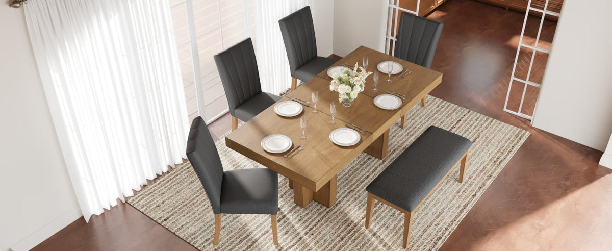 TOPMAX Farmhouse Extendable Wood Dining Table Set for 6, photo 5 of 10