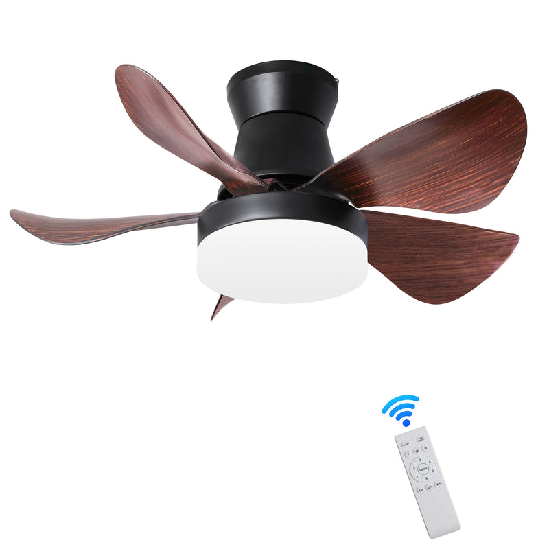 28 Inch Ceiling Fans with Lights and Remote, Modern Indoor Outdoor Ceiling Fans with Light, 5 Blades Ceiling Fan Light with DC Motor for Bedroom, Living Room, Kitchen, Office