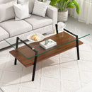 Rectangle Coffee Table, Tempered Glass Tabletop With Metal Legs, Modern Table For Living Room by HouseOfZazla